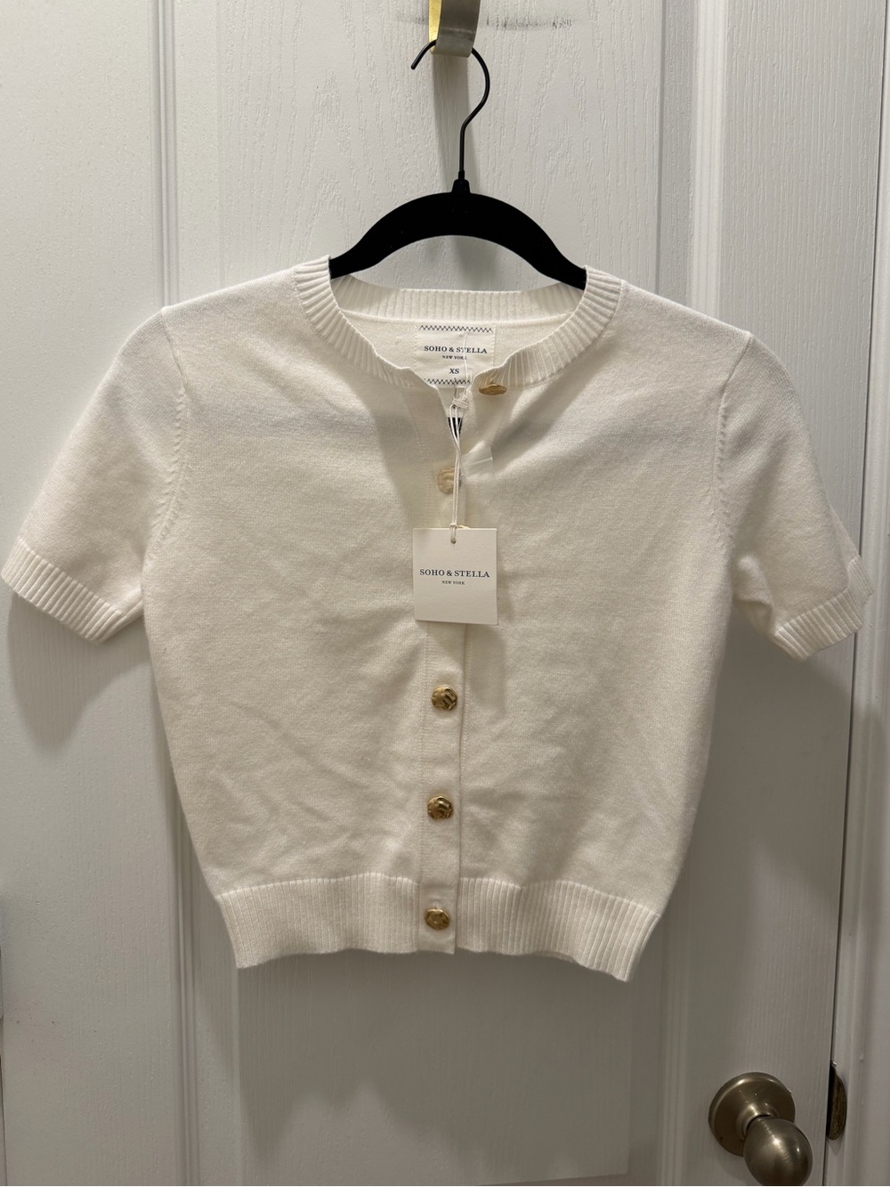 Soho Cream Short-Sleeve Button Cardigan